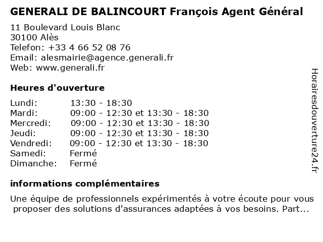 Assurance Auto ALES ASSURANCES DE BALINCOURT | Generali Assurance Auto ALES ASSURANCES DE BALINCOURT | Generali